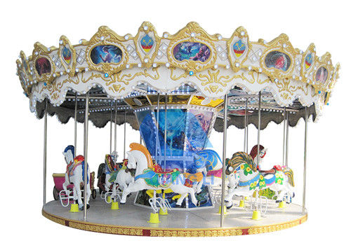 Double Decker Merry Go Round 24 Seater Carousel Amusement Park Rides المزود